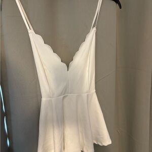 White Scalloped Sleeveless Top